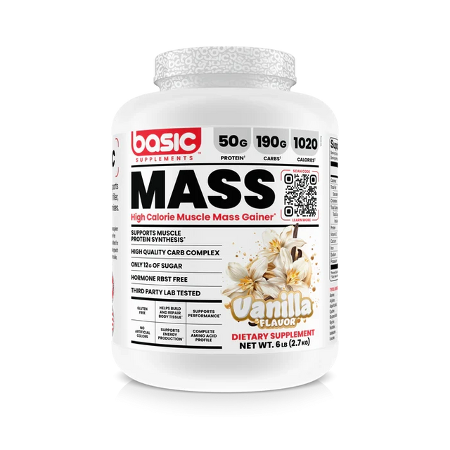 Basic Supplements Basic Mass 6 lb Vanilla Bean – Ganador de Peso para Volumen y Masa Muscular