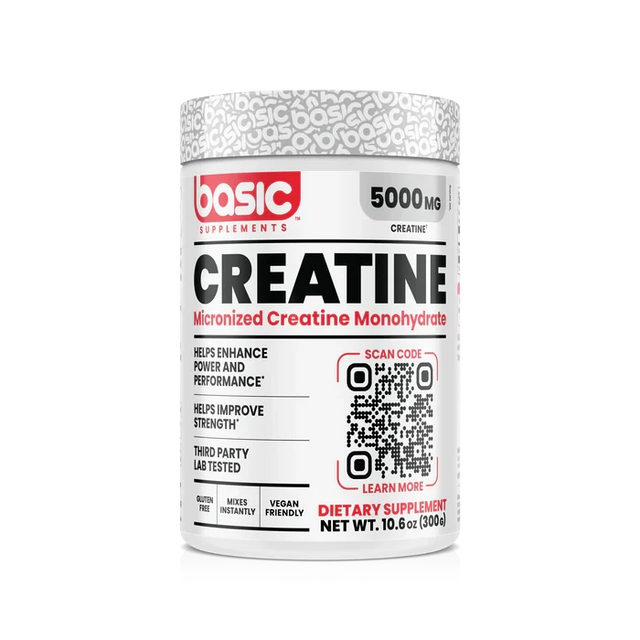 Basic Supplements Creatina Monohidratada 300 g Sin Sabor – 100% Pura, Sin Aditivos