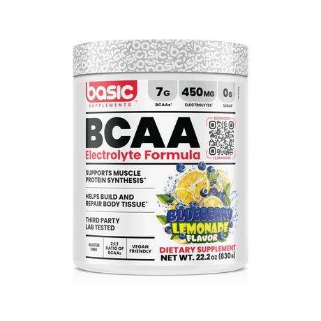 Basic Supplements BCAA Instantized 630 g Blueberry Lemonade – BCAA 2:1:1 para Recuperación y Anti-Catabolismo