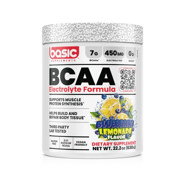 Basic Supplements BCAA Instantized 630 g Blueberry Lemonade – BCAA 2:1:1 para Recuperación y Anti-Catabolismo