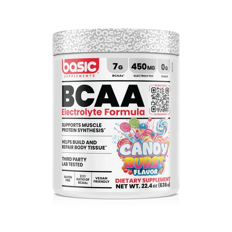 Basic Supplements BCAA Instantized 630 g Candy Burst – BCAA 2:1:1 para Recuperación y Anti-Catabolismo