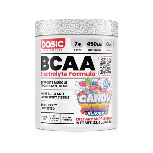 Basic Supplements BCAA Instantized 630 g Candy Burst – BCAA 2:1:1 para Recuperación y Anti-Catabolismo