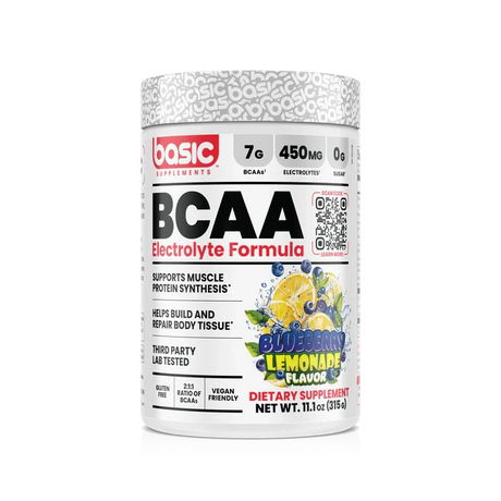 Basic Supplements BCAA Instantized 315 g Blueberry Lemonade – BCAA 2:1:1 para Recuperación y Anti-Catabolismo