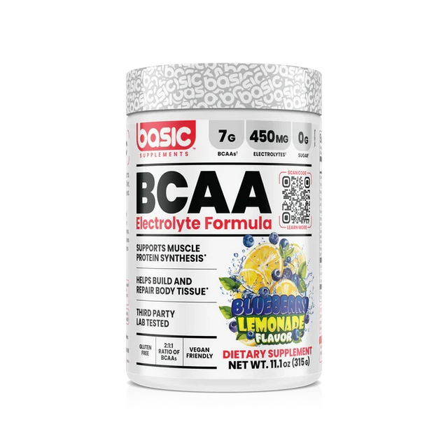 Basic Supplements BCAA Instantized 315 g Blueberry Lemonade – BCAA 2:1:1 para Recuperación y Anti-Catabolismo