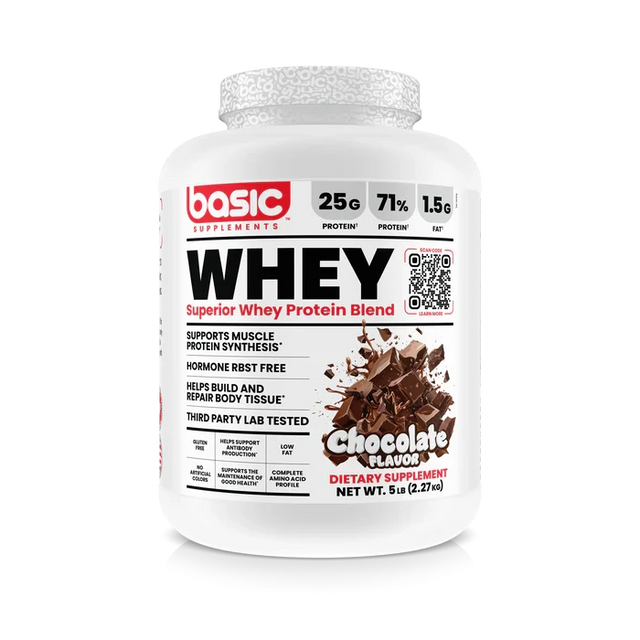 Basic Supplements Superior Whey 5 lb Chocolate – Proteína de Suero Premium para Músculo y Recuperación