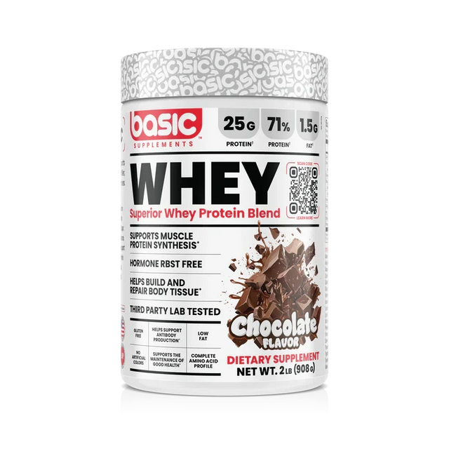 Basic Supplements Superior Whey 2 lb Chocolate – Proteína de Suero Premium para Músculo y Recuperación