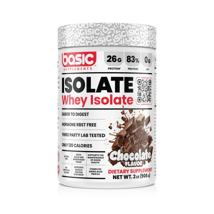 Basic Supplements Whey Isolate 2 lb Chocolate – Proteína Aislada Pura para Definición y Músculo Magro