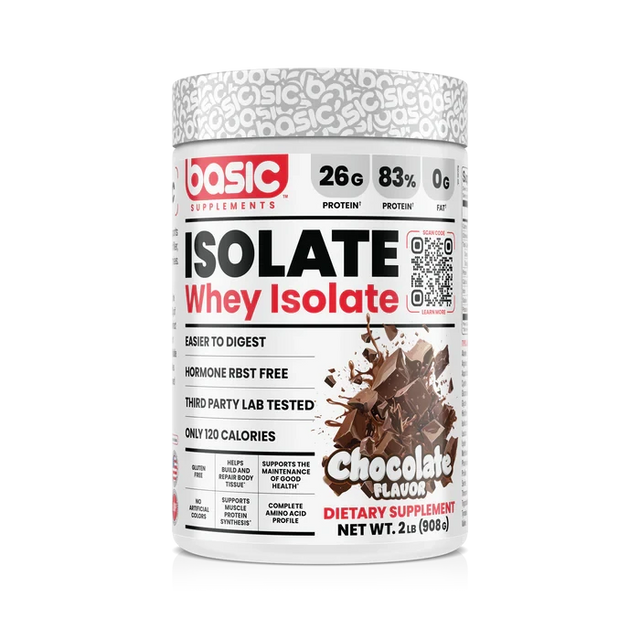 Basic Supplements Whey Isolate 2 lb Chocolate – Proteína Aislada Pura para Definición y Músculo Magro