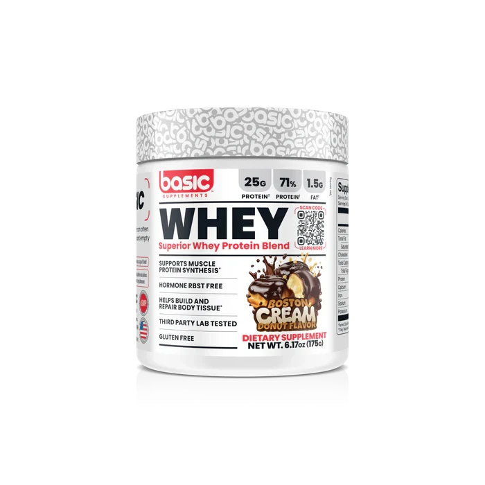 Basic Supplements Superior Whey 175 g Boston Cream Donut – Proteína de Suero Premium para Músculo y Recuperación