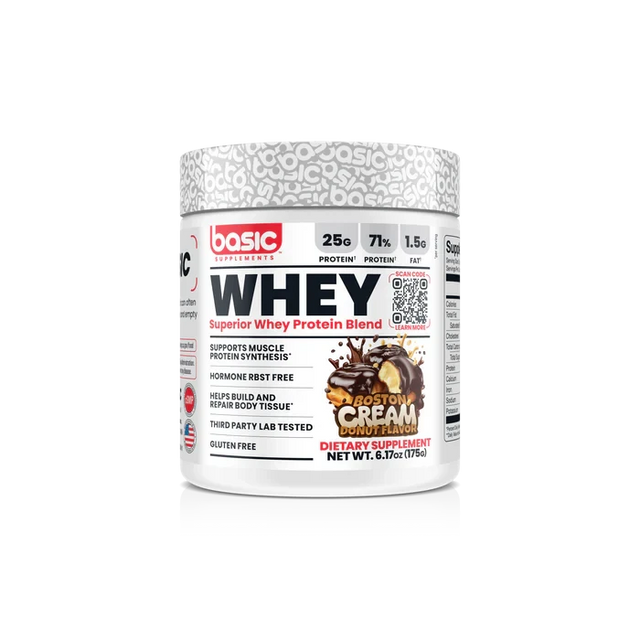Basic Supplements Superior Whey 175 g Boston Cream Donut – Proteína de Suero Premium para Músculo y Recuperación
