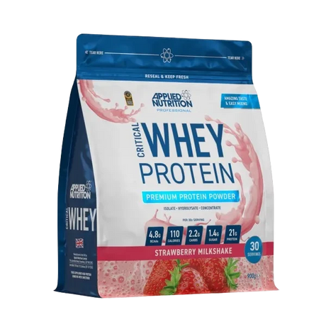 Applied Nutrition Critical Whey 900 g Strawberry – 24 g Proteína Avanzada, 120 kcal, para Músculo y Recuperación