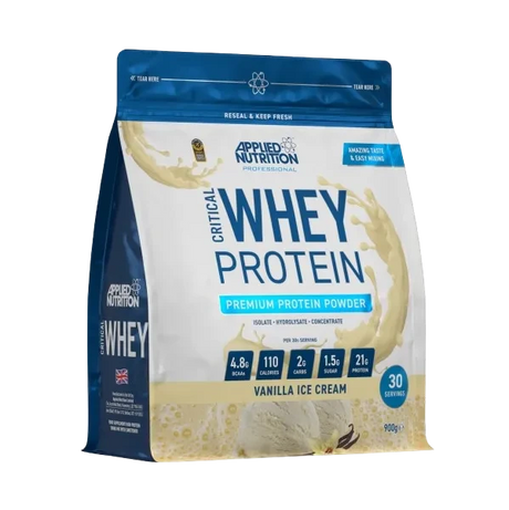 Applied Nutrition Critical Whey 900 g Vanilla – 24 g Proteína Avanzada, 120 kcal, para Músculo y Recuperación