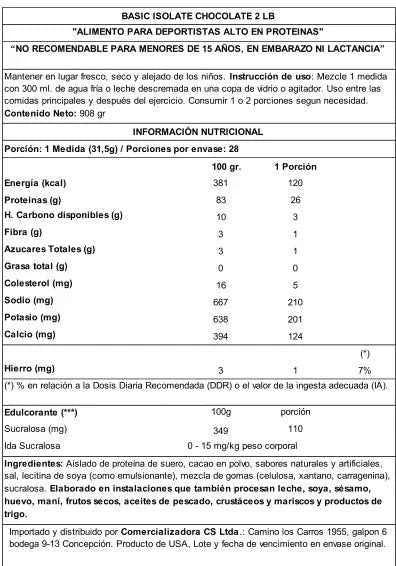 Basic Supplements Whey Isolate 2 lb Chocolate – Proteína Aislada Pura para Definición y Músculo Magro