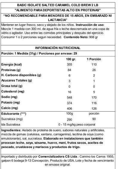Basic Supplements Whey Isolate 2 lb Caramel Cold Brew – Proteína Aislada Pura para Definición y Músculo Magro