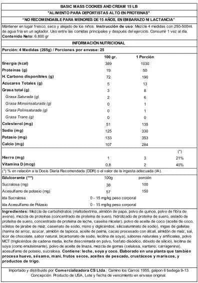 Basic Supplements Basic Mass 6 lb Cookies and Cream – Ganador de Peso para Volumen y Masa Muscular