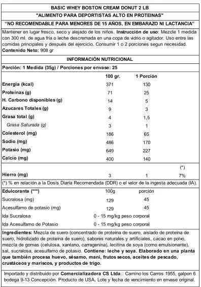 Basic Supplements Superior Whey 2 lb Boston Cream Donut – Proteína de Suero Premium para Músculo y Recuperación