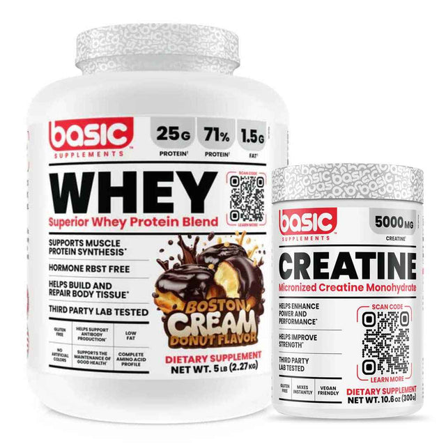 Pack Basic Nutrition: Whey 5lbs + Creatina | Stack de Aumento Muscular