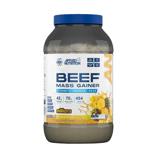 Applied Nutrition Beef XP 3.13 kg Pineapple Millions – Gainer con Proteína de Carne, Sin Lactosa, para Masa y Fuerza