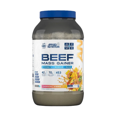 Applied Nutrition Beef XP 3.13 kg Tropical Vibes – Gainer con Proteína de Carne, Sin Lactosa, para Masa y Fuerza
