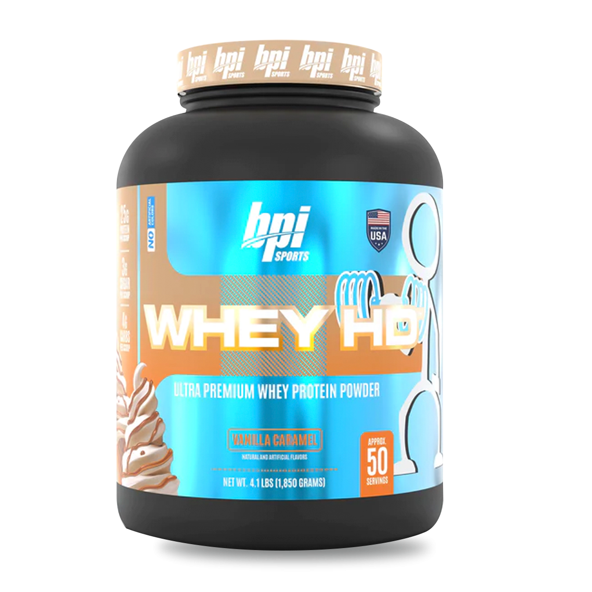 BPI Sports Whey HD 4.1 lb Vanilla Caramel – Proteína de Suero para Músculo Definido y Recuperación Rápida