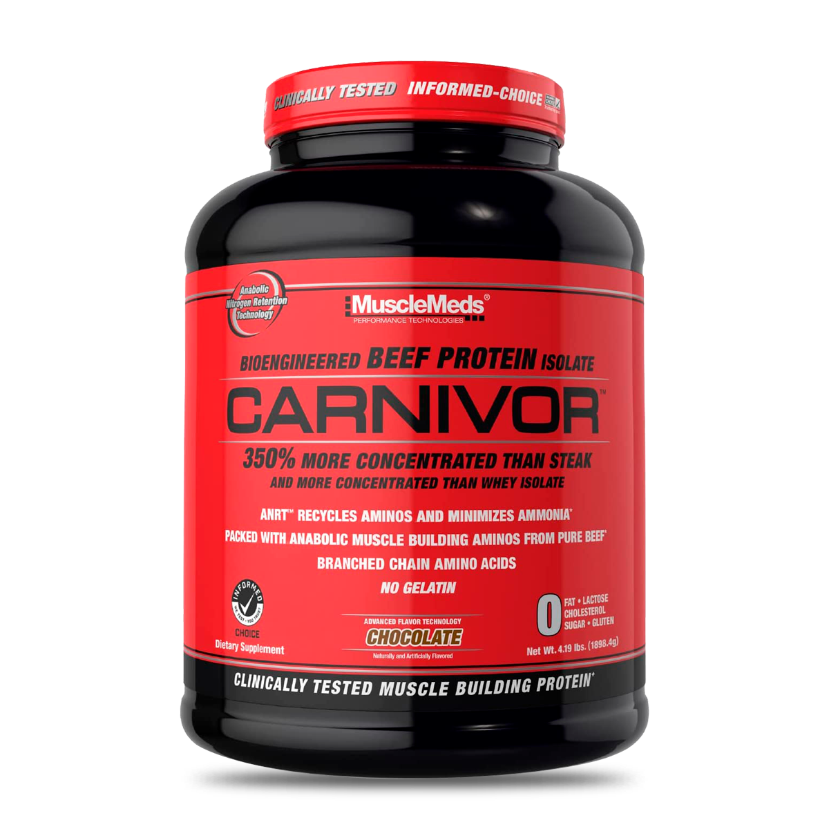 Carnivor MuscleMeds 4 lb sabor Chocolate en envase negro
