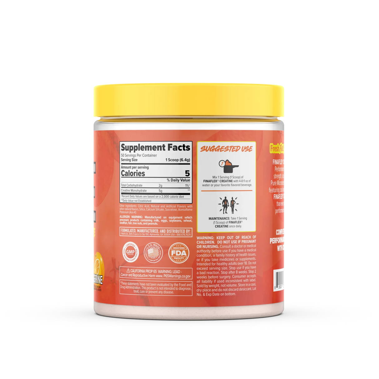 Finaflex Creatina 321 g Tangerine – 50 Servicios, Creatina Monohidratada con Sabor Mandarina