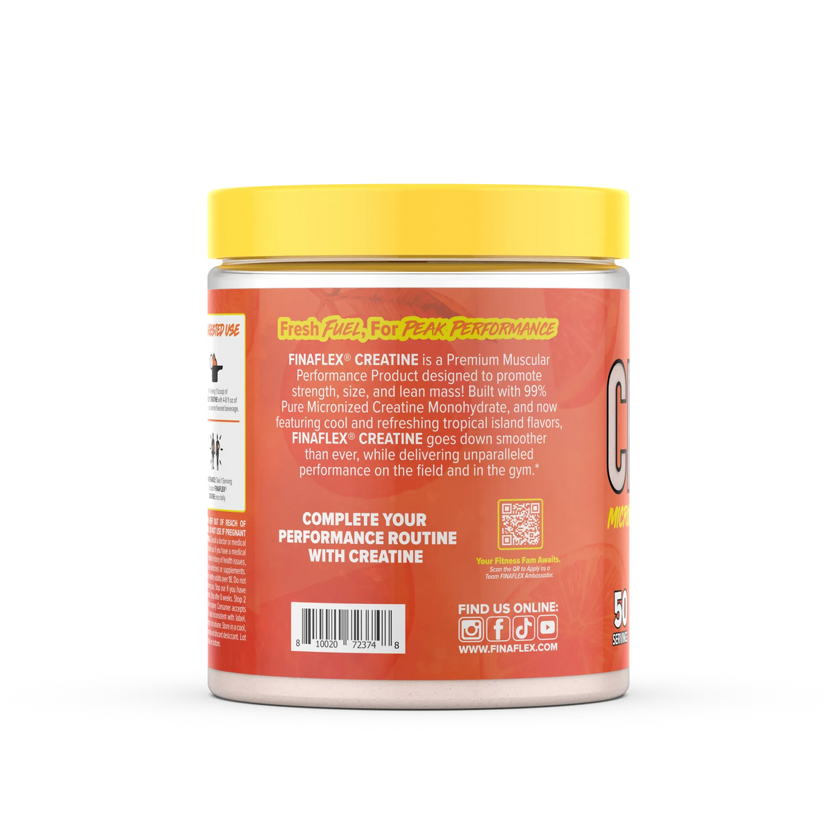 Finaflex Creatina 321 g Tangerine – 50 Servicios, Creatina Monohidratada con Sabor Mandarina