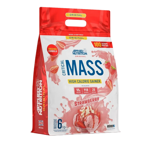 Applied Nutrition Critical Mass Original 6 kg Strawberry – Ganador de Peso Hipercalórico para Volumen Muscular