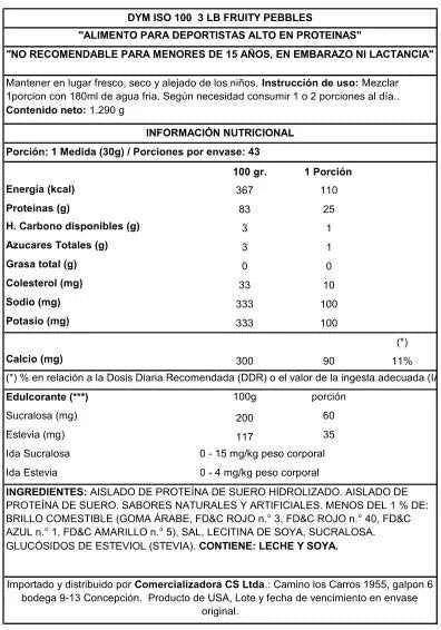 Dymatize ISO 100 3 lb Fruity Pebbles – Proteína Hidrolizada 100% Sin Lactosa, Premium para Músculo Puro