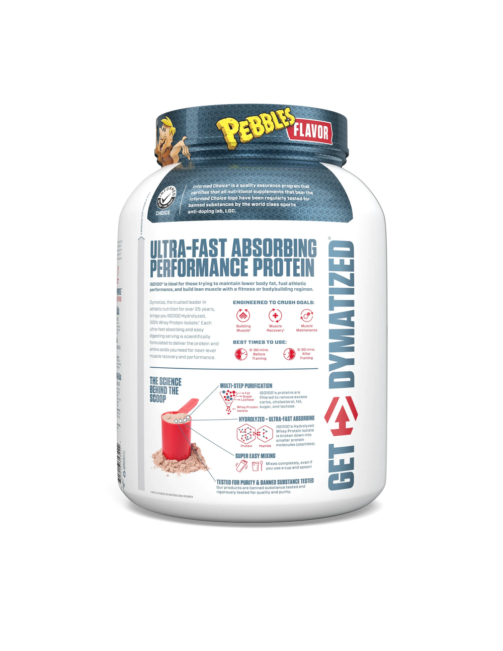 Dymatize ISO 100 3 lb Cocoa Pebbles – Proteína Hidrolizada 100% Sin Lactosa, Premium para Músculo Puro