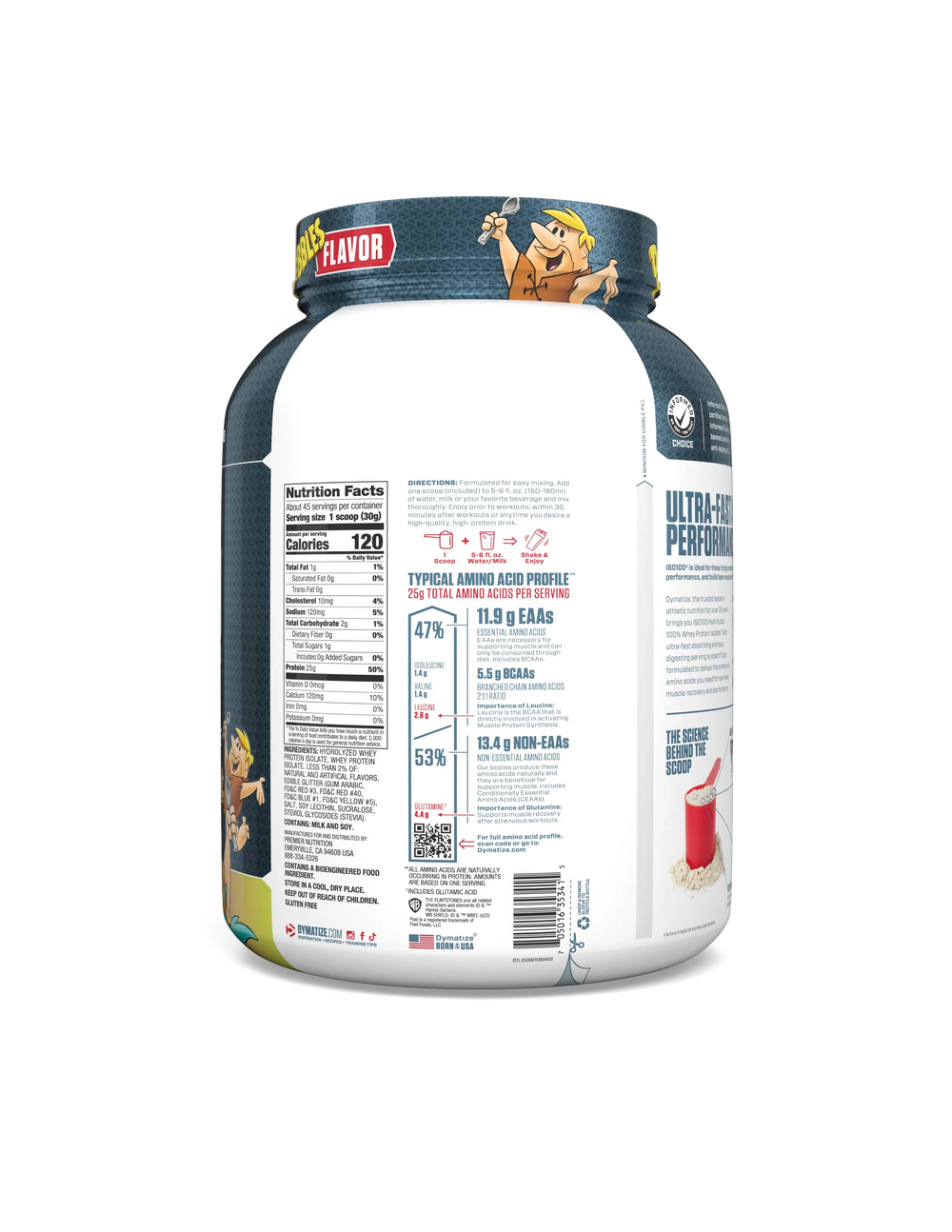 Dymatize ISO 100 3 lb Fruity Pebbles – Proteína Hidrolizada 100% Sin Lactosa, Premium para Músculo Puro