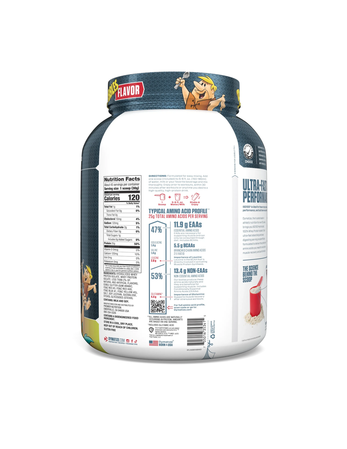 Dymatize ISO 100 3 lb Fruity Pebbles – Proteína Hidrolizada 100% Sin Lactosa, Premium para Músculo Puro