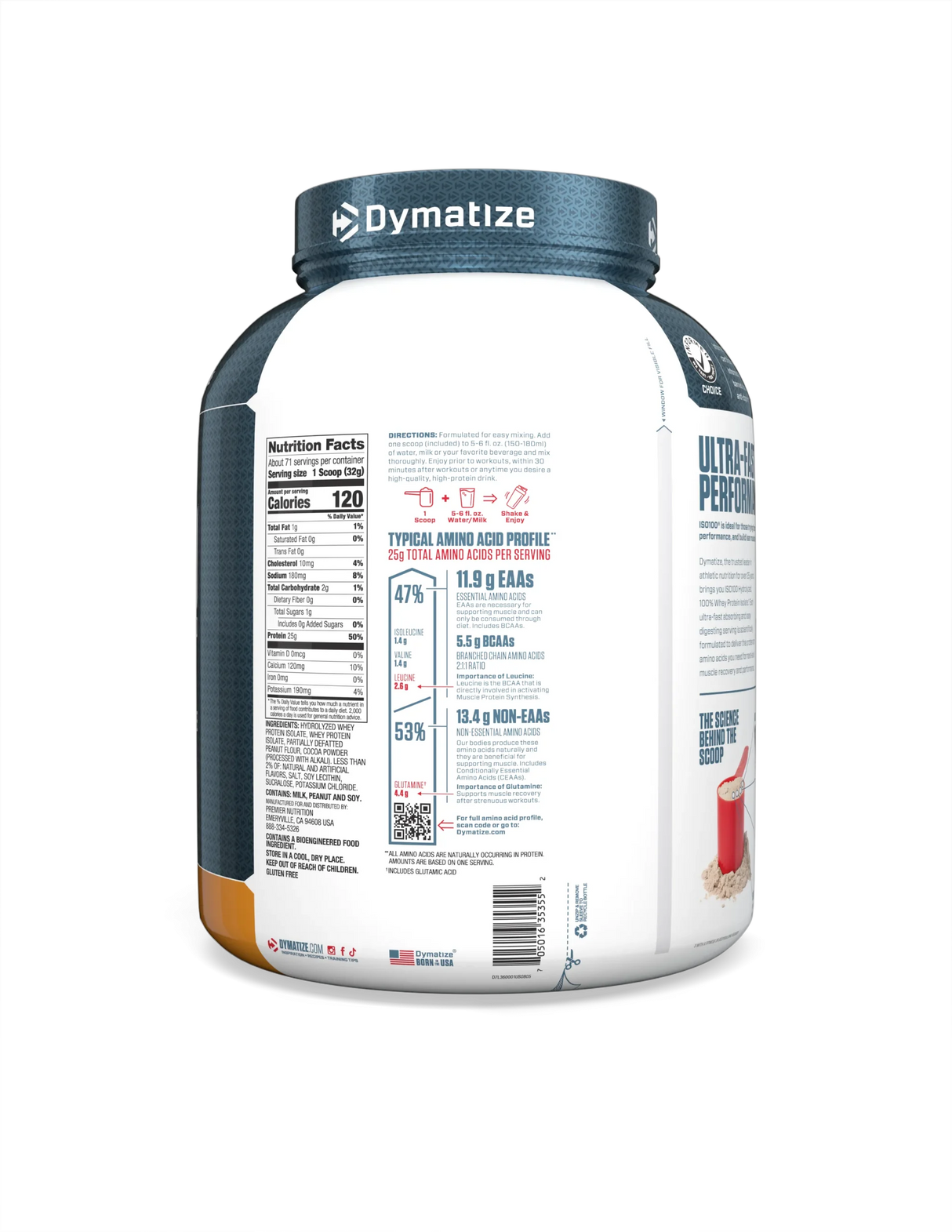DYMATIZE PROTEINA ISO 100 5 LB CHOCOLATE PEANUT BUTTER 3