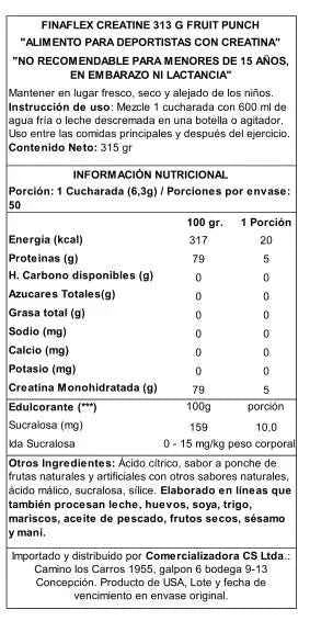 Finaflex Creatina 310 g Fruit Punch – Creatina Monohidratada Pura con Sabor Premium