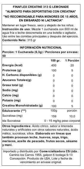 Finaflex Creatina 310 g Lemonade – Creatina Monohidratada Pura con Sabor Premium