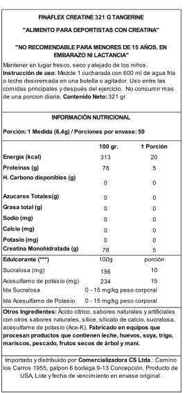 Finaflex Creatina 321 g Tangerine – 50 Servicios, Creatina Monohidratada con Sabor Mandarina