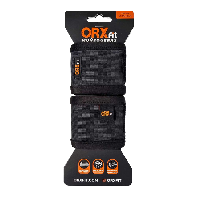 Muñequeras para gimnasio de la marca orx color negro 