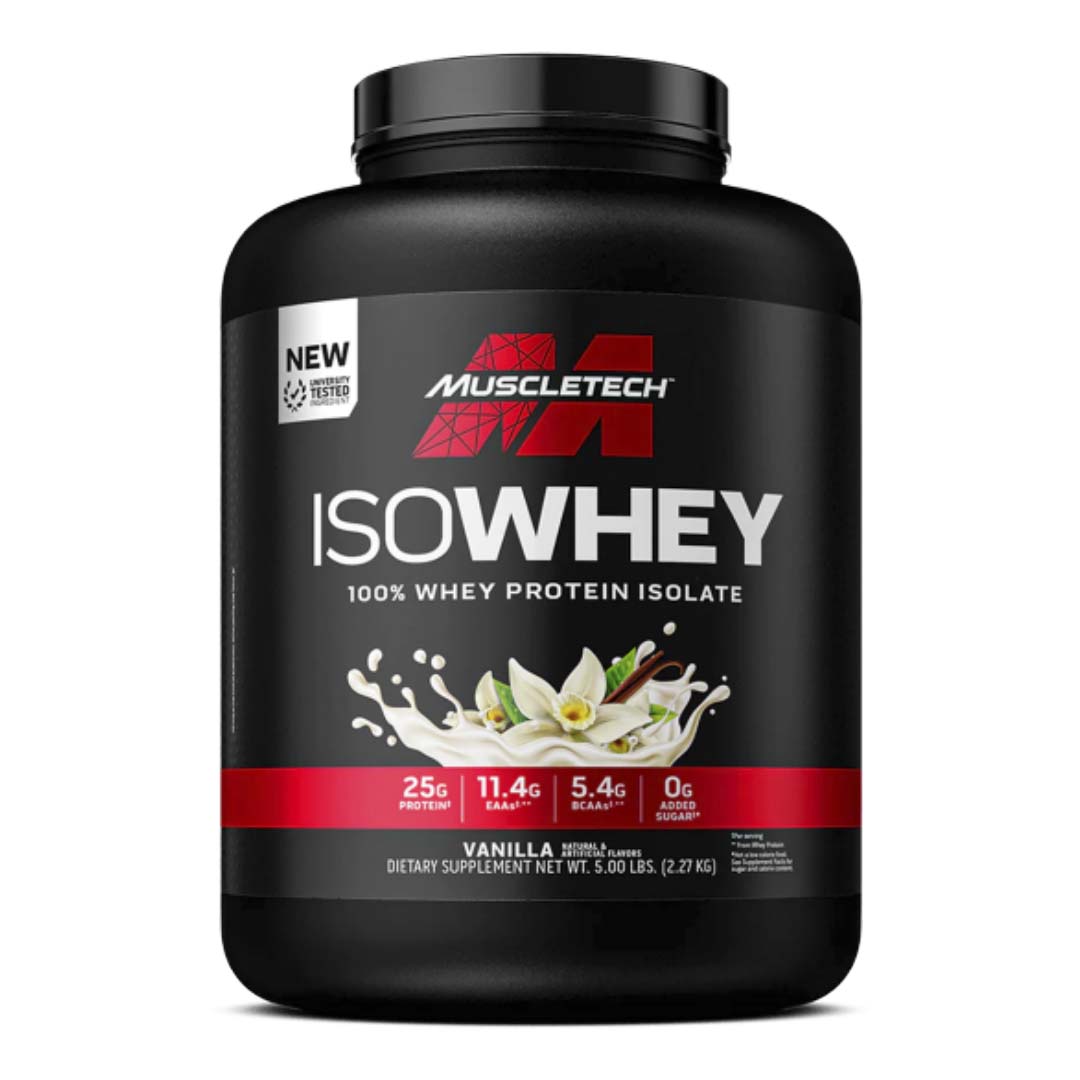 Nitro Tech 100% Iso Whey 5LB Vainilla – Proteína Aislada de Suero Premium, Baja en Carbohidratos y Sin Lactosa
