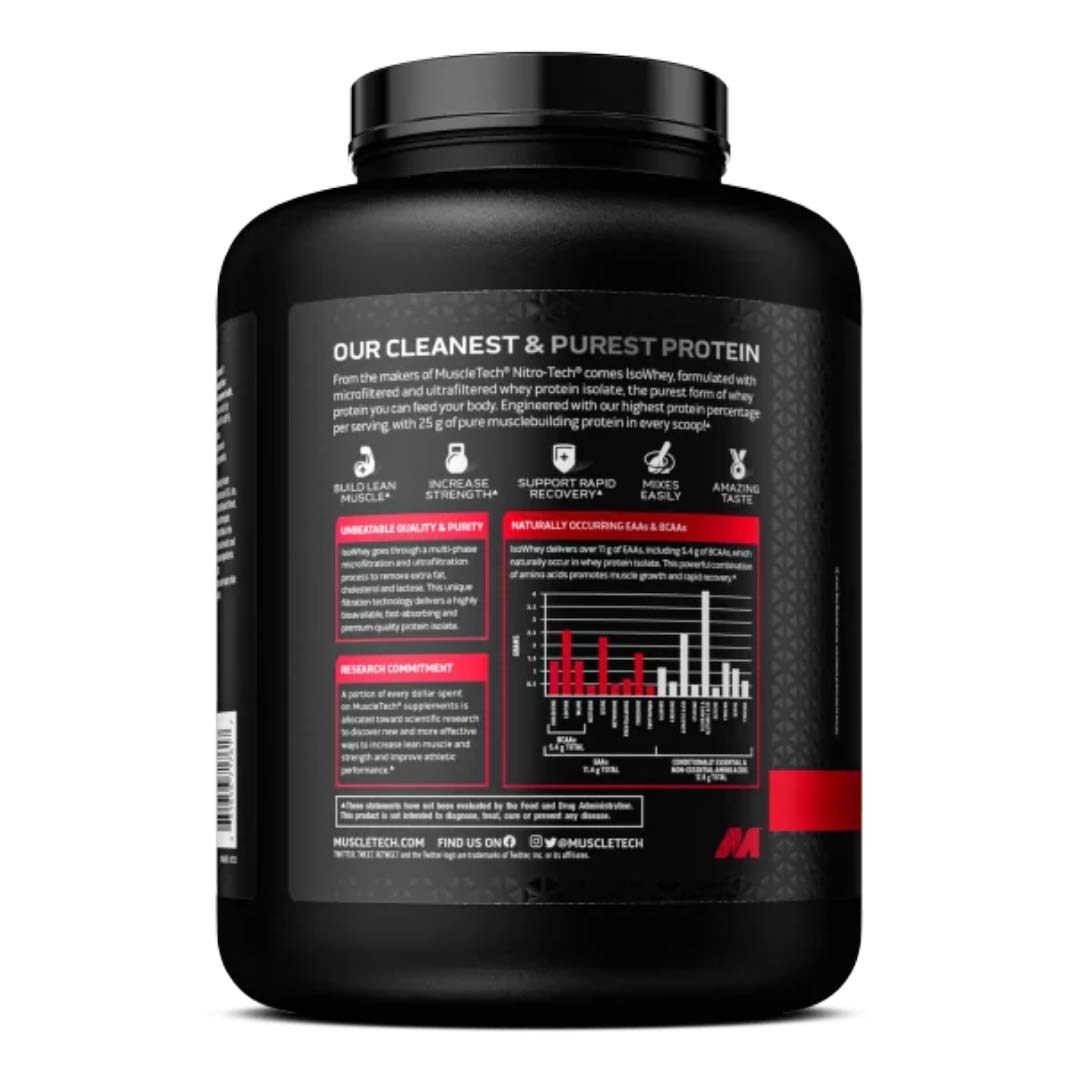 Nitro Tech 100% Iso Whey 5LB Vainilla – Proteína Aislada de Suero Premium, Baja en Carbohidratos y Sin Lactosa