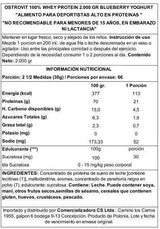 OstroVit 100% Whey Protein 2000 g Blueberry Yogurt – Proteína de Suero Certificada, 66 Porciones, Calidad Europea