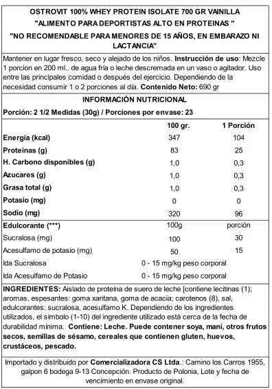 OstroVit 100% Whey Isolate 700 g Vanilla – Proteína Aislada de Suero para Definición y Músculo Magro