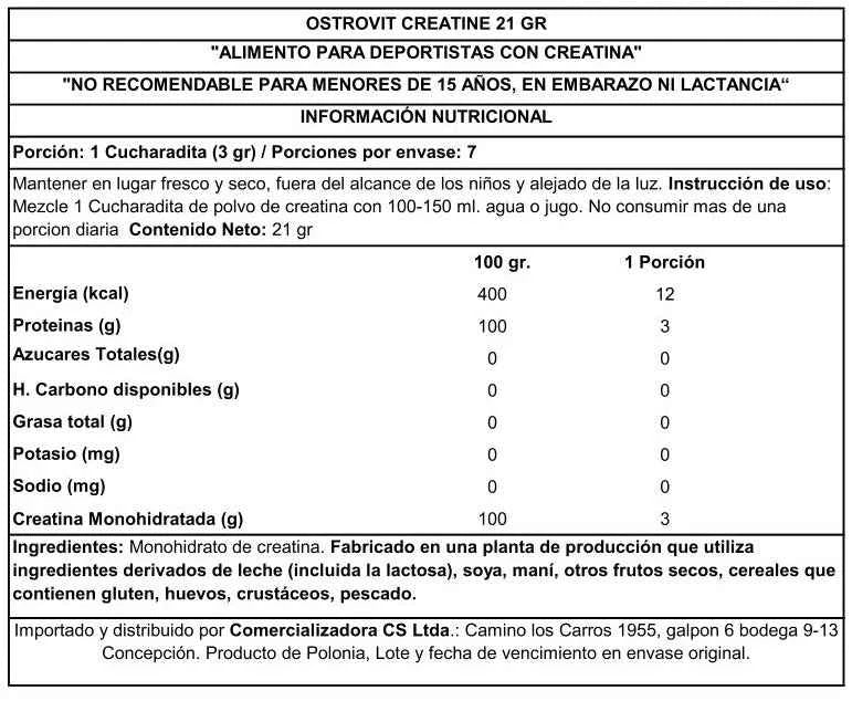 OstroVit Creatina Monohidratada 21 g Sin Sabor – Sachet de Prueba, 4 Porciones, Calidad Europea