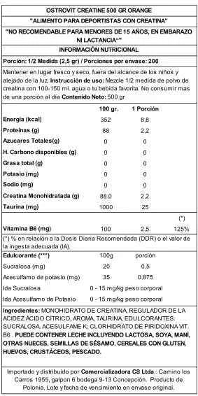 OstroVit Creatina Monohidratada 500 g Orange – Calidad Europea para Fuerza y Rendimiento