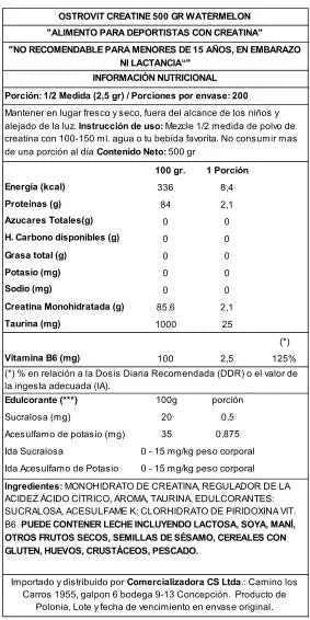 OstroVit Creatina Monohidratada 500 g Watermelon – Calidad Europea para Fuerza y Rendimiento