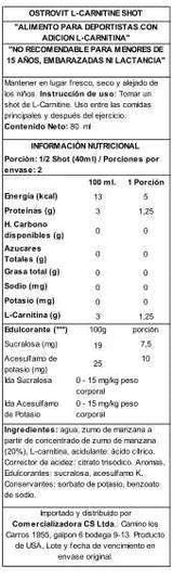 OstroVit L-Carnitina Shot 80 ml Grapefruit Lemon Lime – Quema de Grasa y Energía, Listo para Tomar