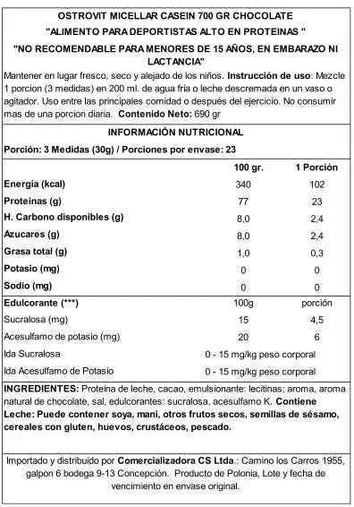 OstroVit Caseína Micelar 700 g Chocolate – Proteína de Liberación Lenta para Recuperación Nocturna