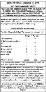 OstroVit Vitamina C 1000 mg 120 Cápsulas – Ácido L-Ascórbico Puro para Deporte, Inmunidad y Colágeno