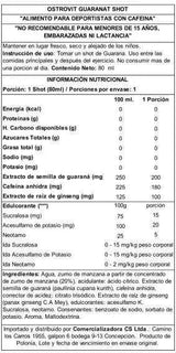 OstroVit Guarana Shot 80 ml Pear – Energía Natural de Guaraná, Listo para Tomar