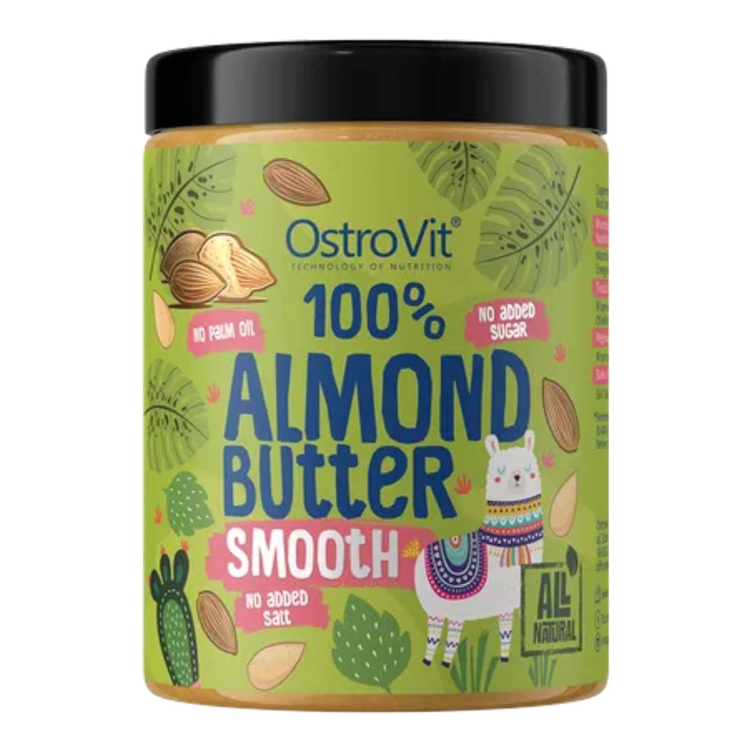 OstroVit Snack 100% Mantequilla de Almendra 1000 g Smooth – Crema Natural Sin Azúcar, Sin Sal y Sin Aceite de Palma