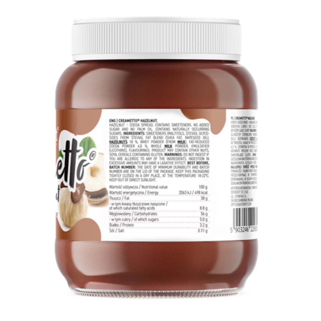 OstroVit Snack Creametto 350 g Sabor Hazelnut – Crema Saludable Sin Azúcar Añadido y Sin Aceite de Palma